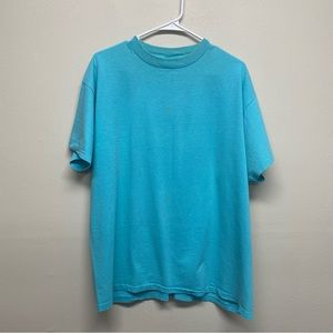 Vintage Roamans 80s Womens single stitch shirt size large Aqua blue USA Made